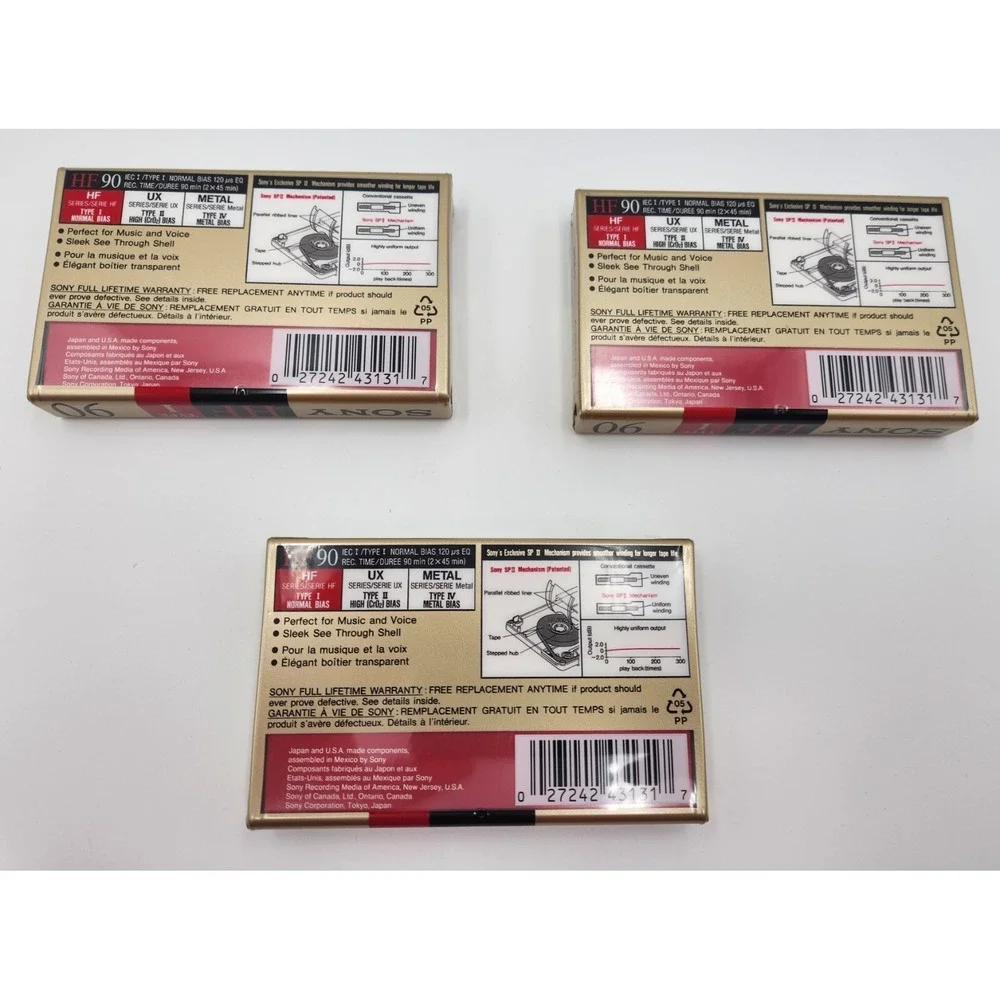 Sony Audio Cassettes - 90 min - Type 1‎ - HiFi Recording - 3 Pack